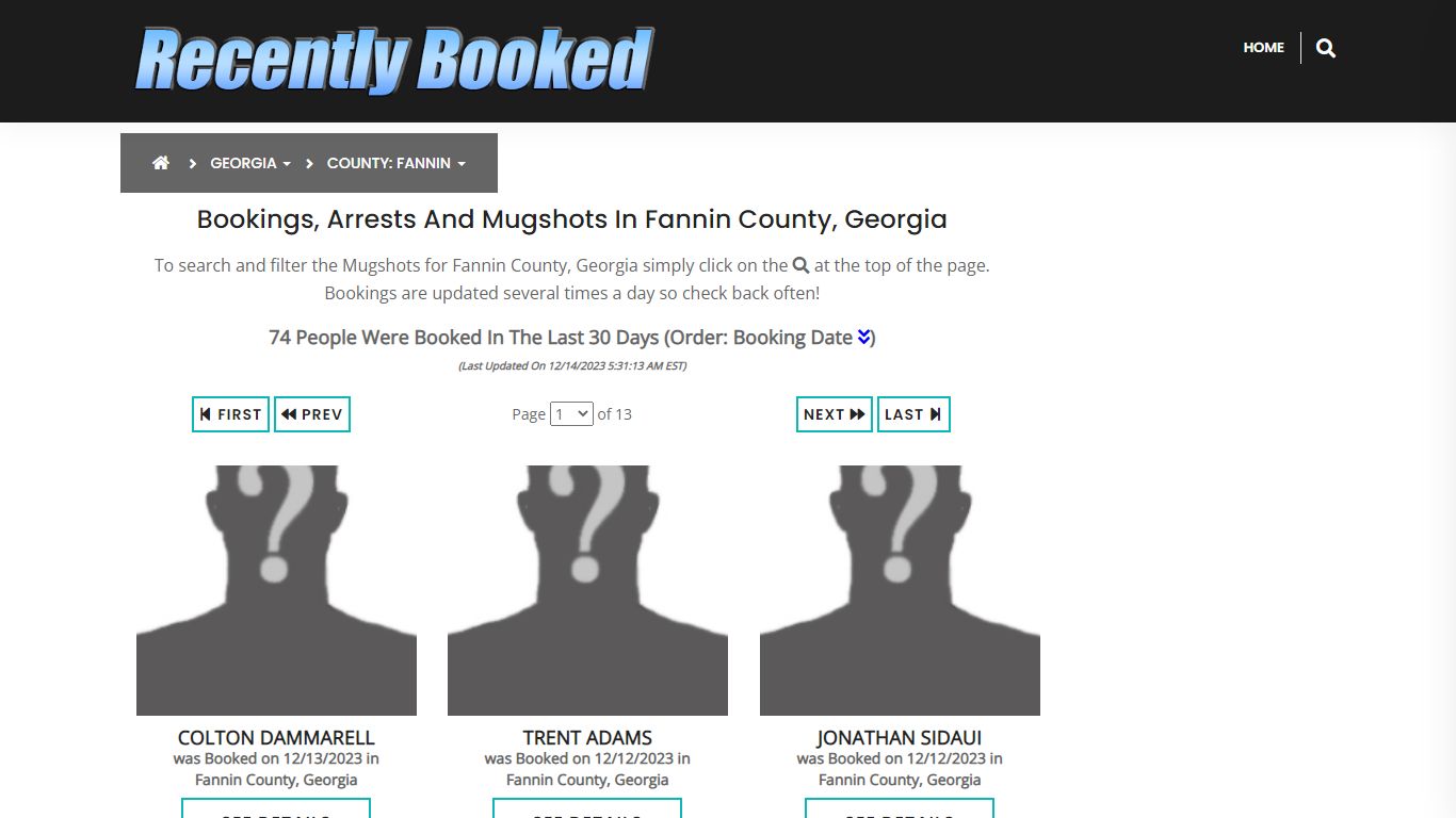 Recent bookings, Arrests, Mugshots in Fannin County, Georgia